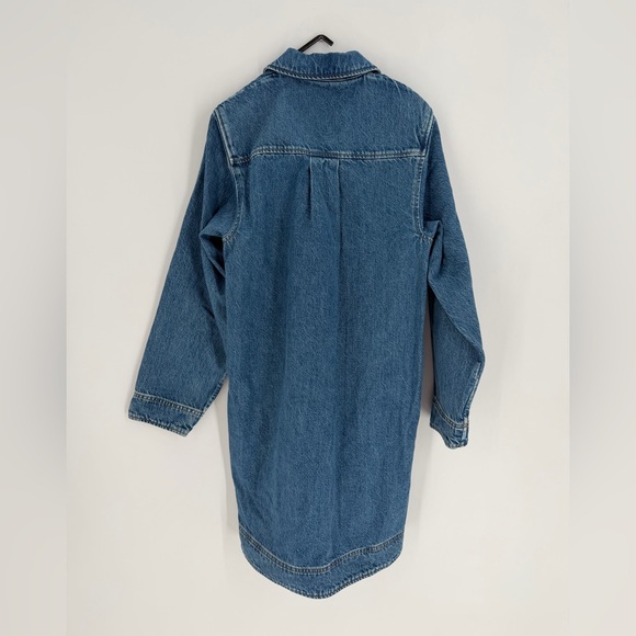 Cos Denim Half Zip Dress With Pockets In Blue - Picture 5 of 7